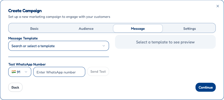 Campaign Message Template Selection