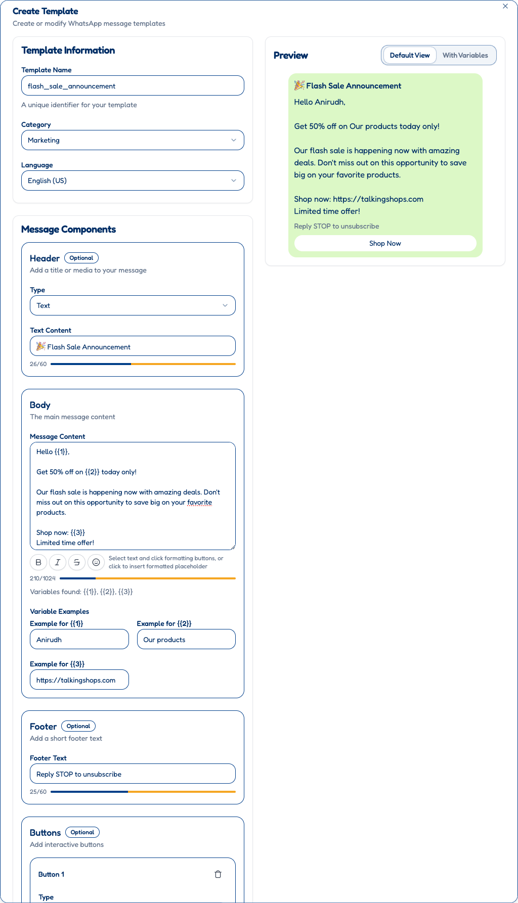 Template Creation with Content